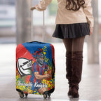 Newcastle Knights Luggage Cover Golden Wattle Floral Polynesian - Australian Flower - Rugby Mascot