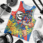 Newcastle Knights Men Tank Top Golden Wattle Floral Polynesian - Australian Flower - Rugby Mascot