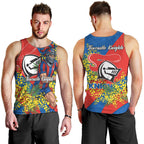 Newcastle Knights Men Tank Top Golden Wattle Floral Polynesian - Australian Flower - Rugby Mascot