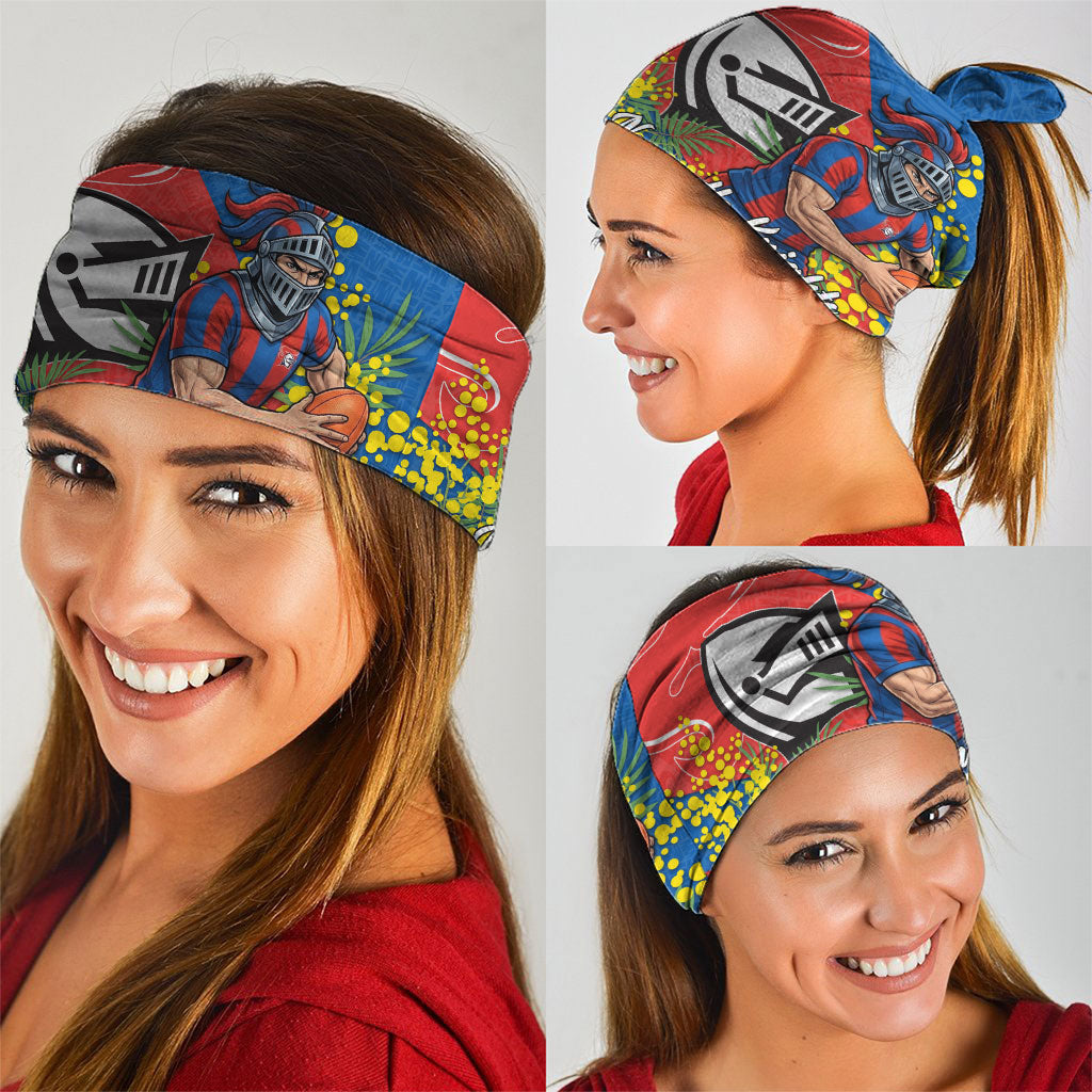 Newcastle Knights Neck Gaiter Golden Wattle Floral Polynesian - Australian Flower - Rugby Mascot