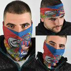 Newcastle Knights Neck Gaiter Golden Wattle Floral Polynesian - Australian Flower - Rugby Mascot
