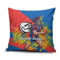 Newcastle Knights Pillow Cover Golden Wattle Floral Polynesian - Australian Flower - Rugby Mascot