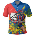 Newcastle Knights Polo Shirt Golden Wattle Floral Polynesian - Australian Flower - Rugby Mascot