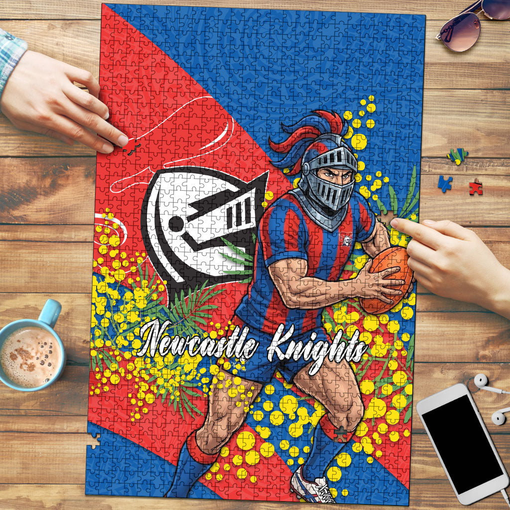 Newcastle Knights Puzzle Golden Wattle Floral Polynesian - Australian Flower - Rugby Mascot