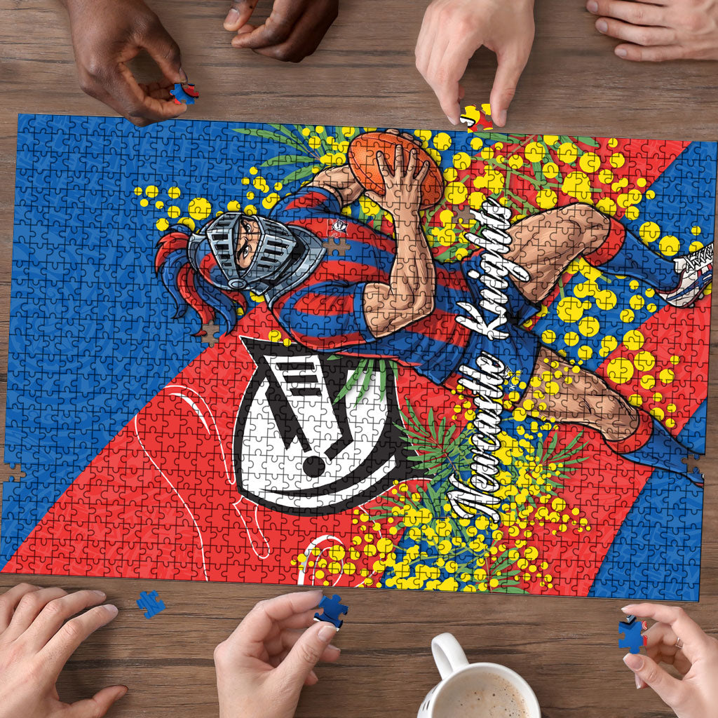 Newcastle Knights Puzzle Golden Wattle Floral Polynesian - Australian Flower - Rugby Mascot