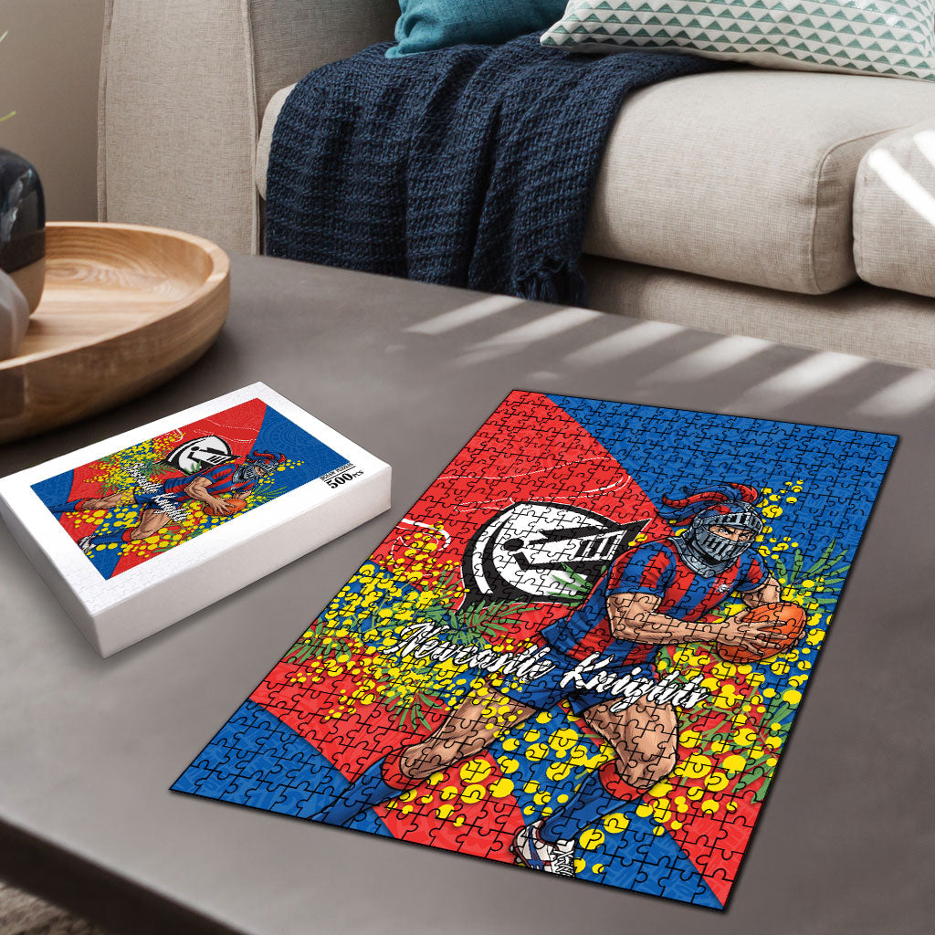 Newcastle Knights Puzzle Golden Wattle Floral Polynesian - Australian Flower - Rugby Mascot