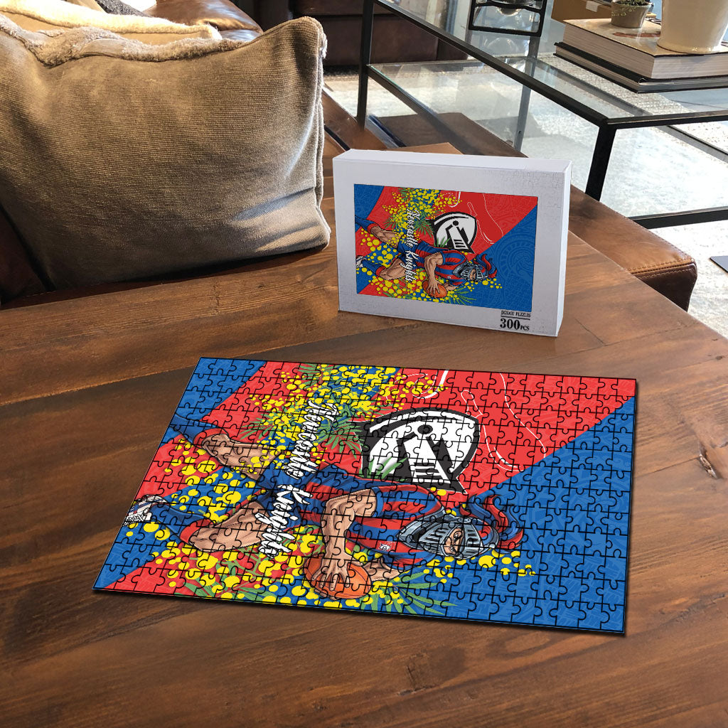 Newcastle Knights Puzzle Golden Wattle Floral Polynesian - Australian Flower - Rugby Mascot