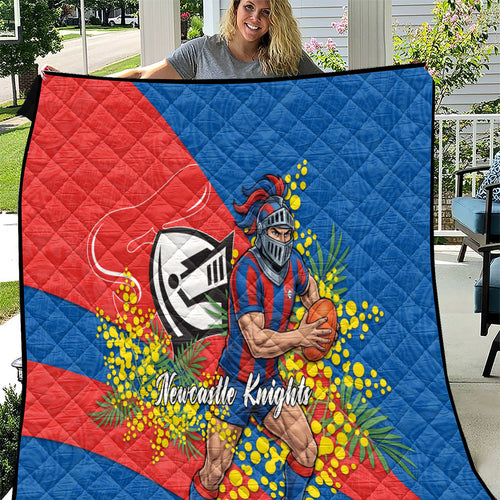Newcastle Knights Quilt Golden Wattle Floral Polynesian - Australian Flower - Rugby Mascot