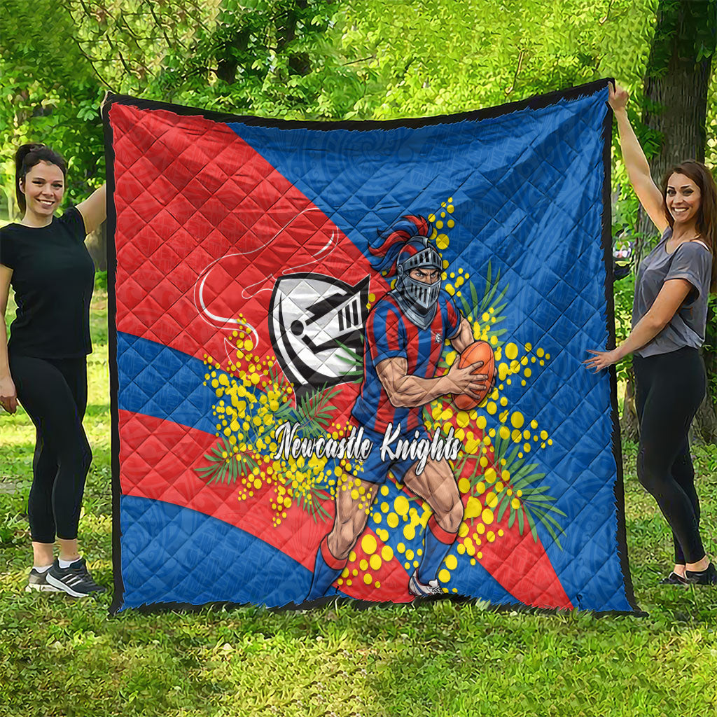 Newcastle Knights Quilt Golden Wattle Floral Polynesian - Australian Flower - Rugby Mascot