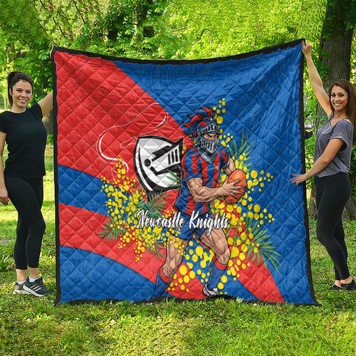 Newcastle Knights Quilt Golden Wattle Floral Polynesian - Australian Flower - Rugby Mascot