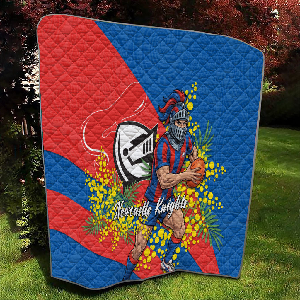 Newcastle Knights Quilt Golden Wattle Floral Polynesian - Australian Flower - Rugby Mascot
