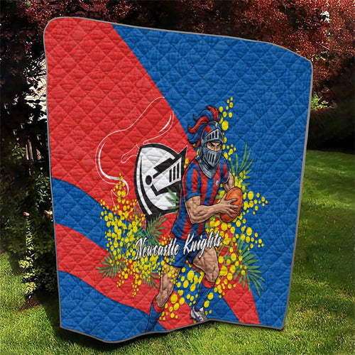 Newcastle Knights Quilt Golden Wattle Floral Polynesian - Australian Flower - Rugby Mascot