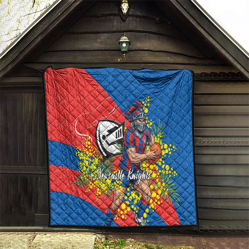 Newcastle Knights Quilt Golden Wattle Floral Polynesian - Australian Flower - Rugby Mascot