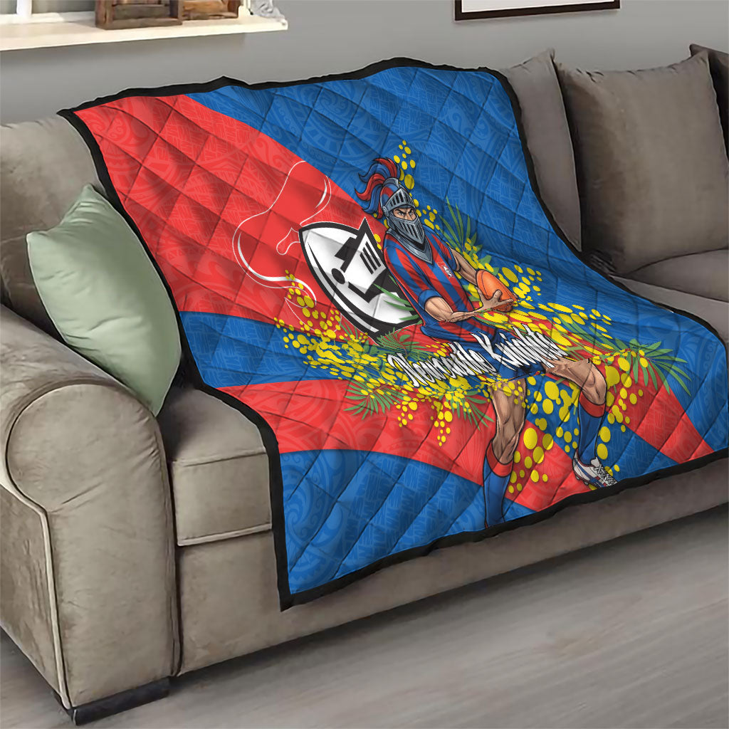 Newcastle Knights Quilt Golden Wattle Floral Polynesian - Australian Flower - Rugby Mascot