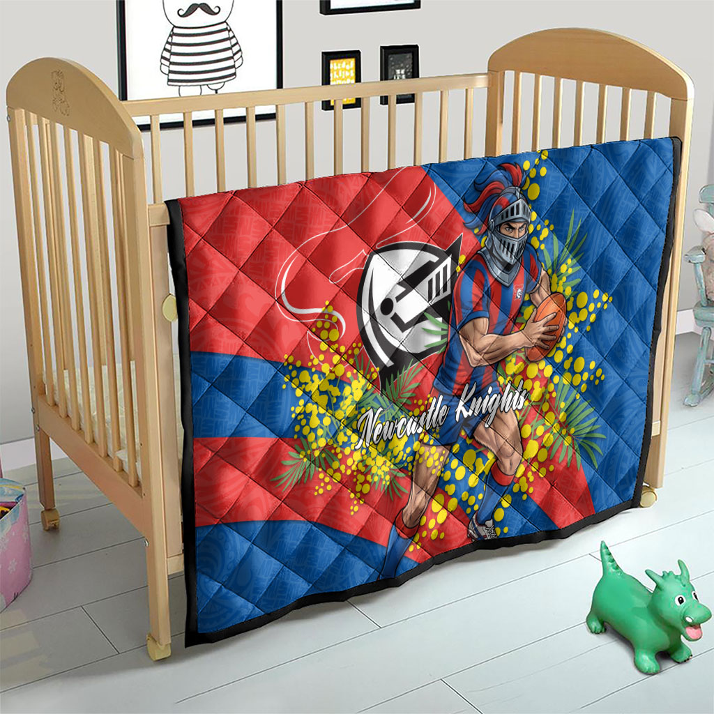 Newcastle Knights Quilt Golden Wattle Floral Polynesian - Australian Flower - Rugby Mascot