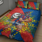 Newcastle Knights Quilt Bed Set Golden Wattle Floral Polynesian - Australian Flower - Rugby Mascot