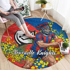 Newcastle Knights Round Carpet Golden Wattle Floral Polynesian - Australian Flower - Rugby Mascot