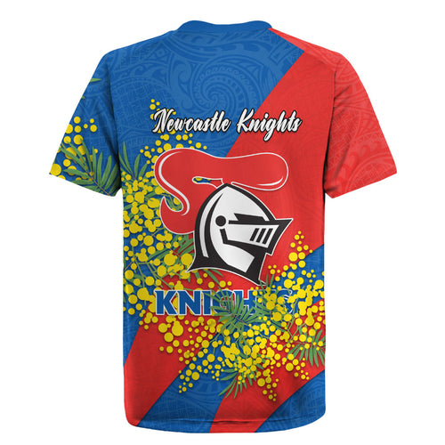 Newcastle Knights Rugby Jersey Golden Wattle Floral Polynesian - Australian Flower - Rugby Mascot