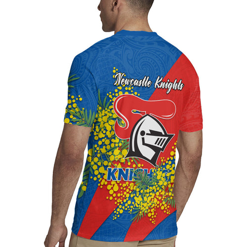 Newcastle Knights Rugby Jersey Golden Wattle Floral Polynesian - Australian Flower - Rugby Mascot