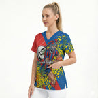 Newcastle Knights Scrub Top Golden Wattle Floral Polynesian - Australian Flower - Rugby Mascot