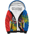 Newcastle Knights Sherpa Hoodie Golden Wattle Floral Polynesian - Australian Flower - Rugby Mascot