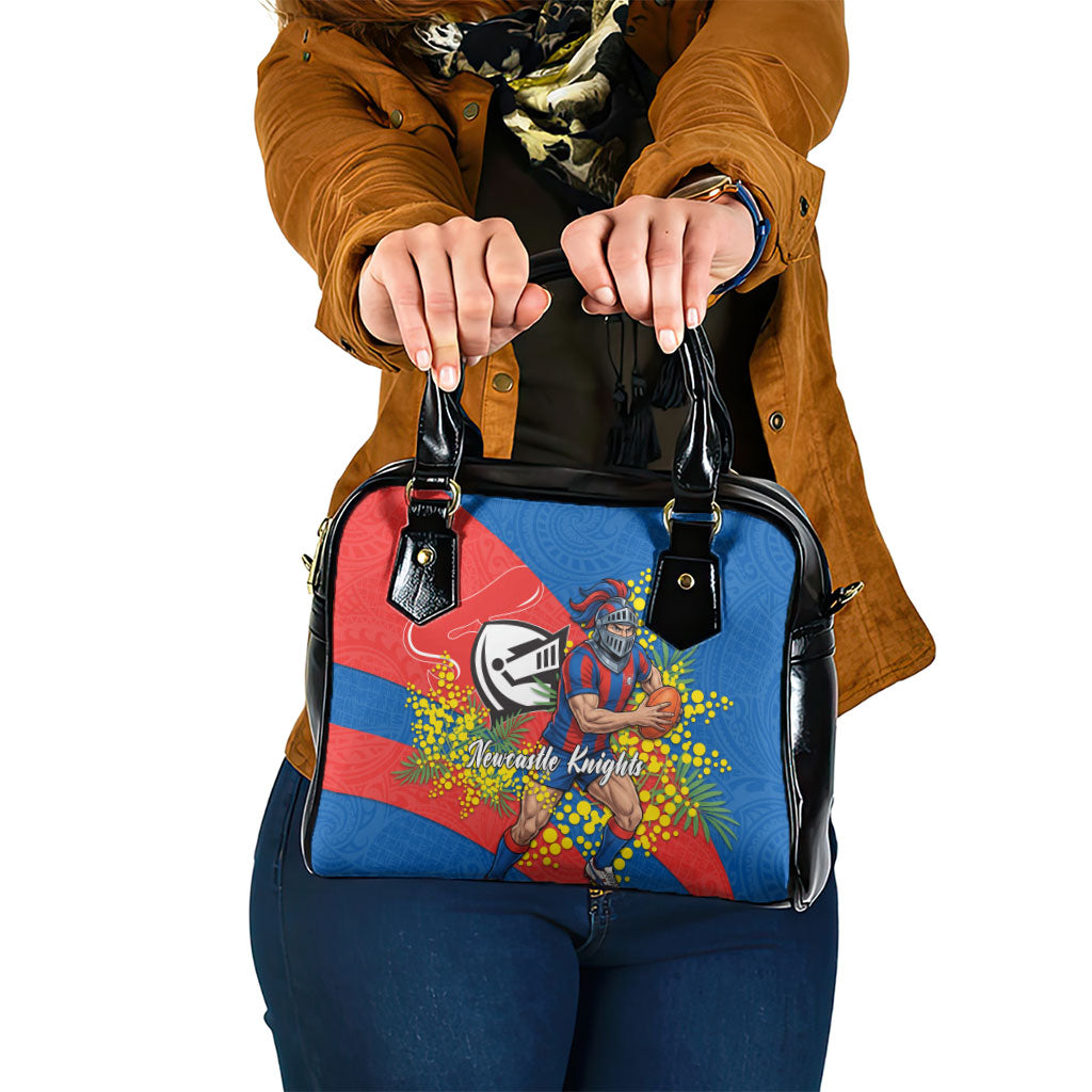 Newcastle Knights Shoulder Handbag Golden Wattle Floral Polynesian - Australian Flower - Rugby Mascot