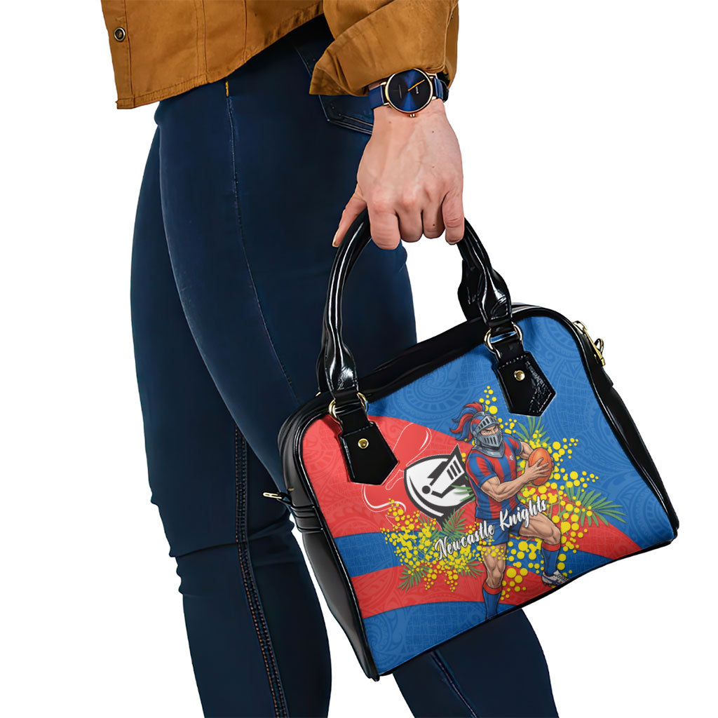 Newcastle Knights Shoulder Handbag Golden Wattle Floral Polynesian - Australian Flower - Rugby Mascot