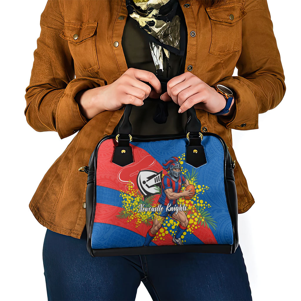 Newcastle Knights Shoulder Handbag Golden Wattle Floral Polynesian - Australian Flower - Rugby Mascot