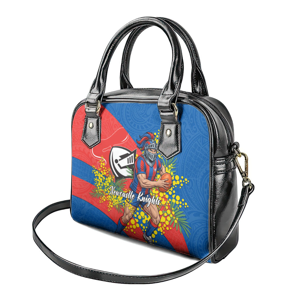 Newcastle Knights Shoulder Handbag Golden Wattle Floral Polynesian - Australian Flower - Rugby Mascot