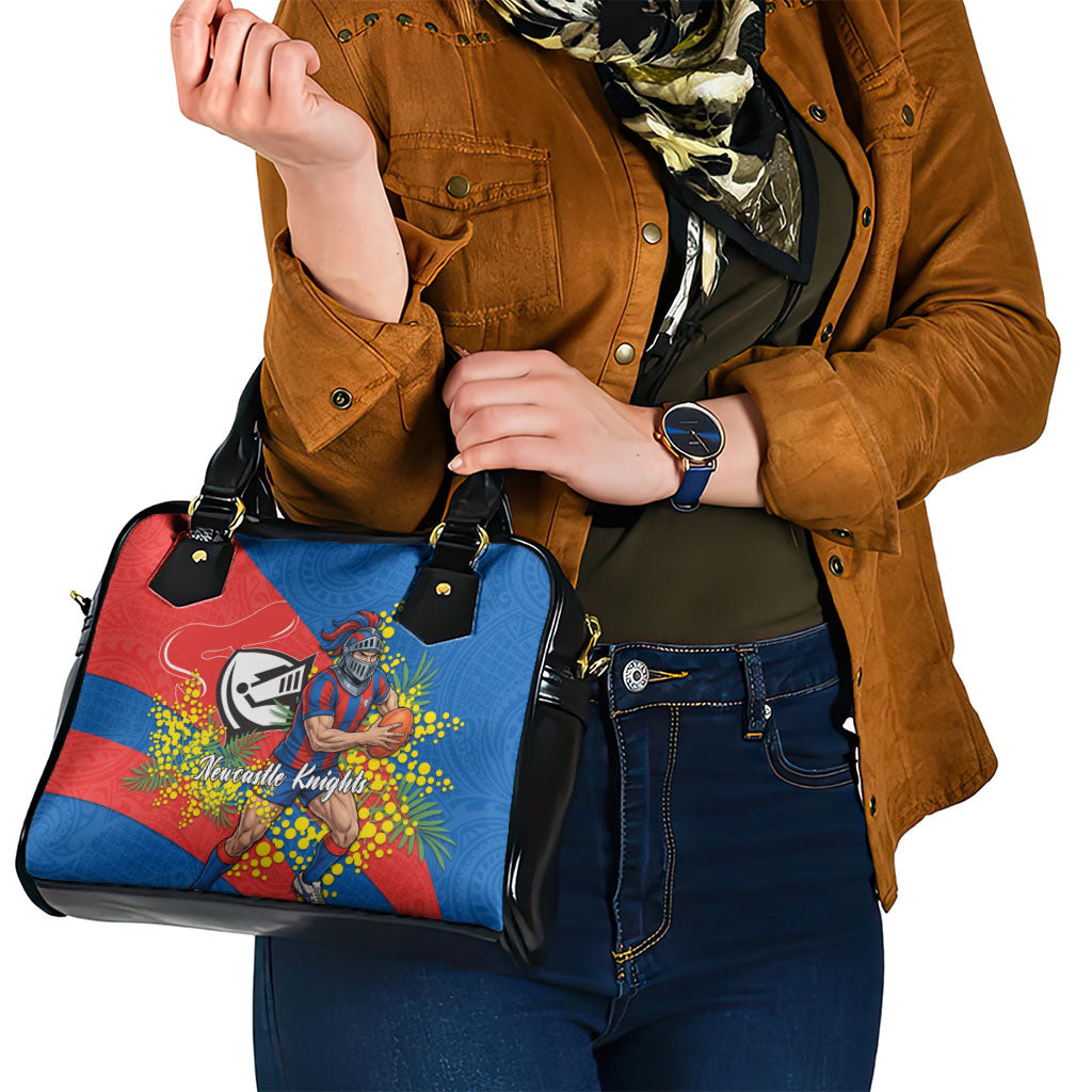Newcastle Knights Shoulder Handbag Golden Wattle Floral Polynesian - Australian Flower - Rugby Mascot