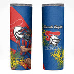 Newcastle Knights Skinny Tumbler Golden Wattle Floral Polynesian - Australian Flower - Rugby Mascot