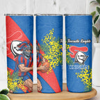 Newcastle Knights Skinny Tumbler Golden Wattle Floral Polynesian - Australian Flower - Rugby Mascot