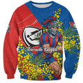 Newcastle Knights Sweatshirt Golden Wattle Floral Polynesian - Australian Flower - Rugby Mascot