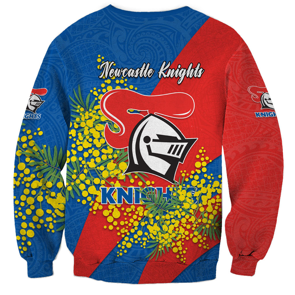 Newcastle Knights Sweatshirt Golden Wattle Floral Polynesian - Australian Flower - Rugby Mascot