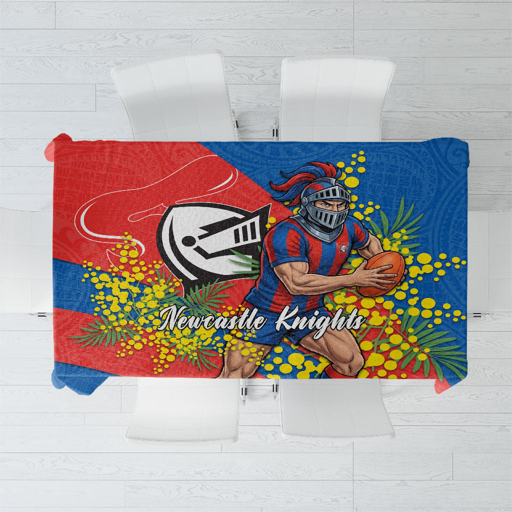 Newcastle Knights Tablecloth Golden Wattle Floral Polynesian - Australian Flower - Rugby Mascot