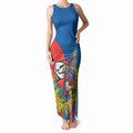 Newcastle Knights Tank Maxi Dress Golden Wattle Floral Polynesian - Australian Flower - Rugby Mascot