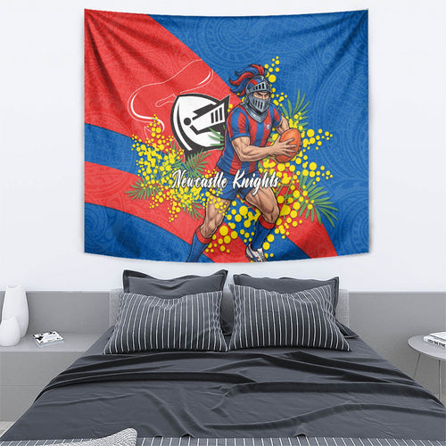 Newcastle Knights Tapestry Golden Wattle Floral Polynesian - Australian Flower - Rugby Mascot