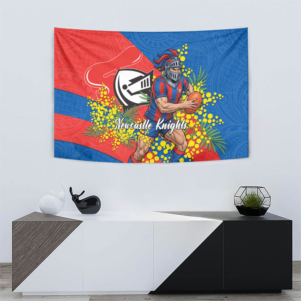 Newcastle Knights Tapestry Golden Wattle Floral Polynesian - Australian Flower - Rugby Mascot