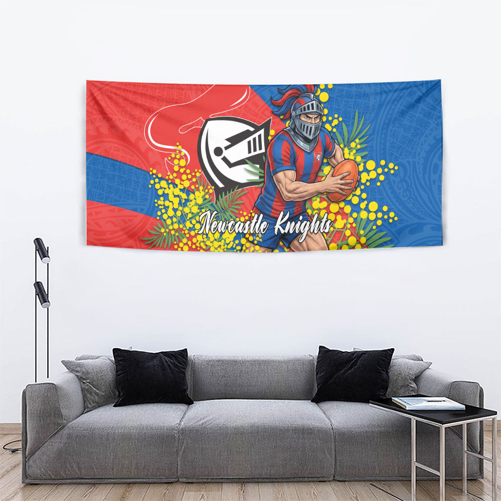 Newcastle Knights Tapestry Golden Wattle Floral Polynesian - Australian Flower - Rugby Mascot