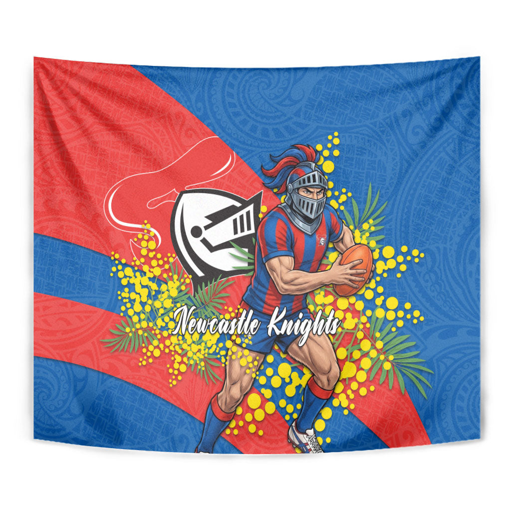 Newcastle Knights Tapestry Golden Wattle Floral Polynesian - Australian Flower - Rugby Mascot