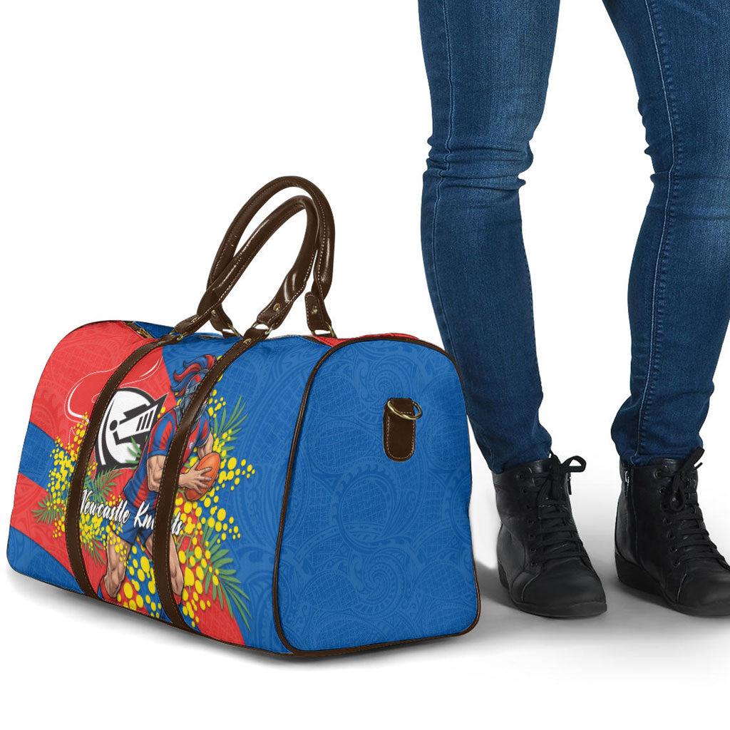 Newcastle Knights Travel Bag Golden Wattle Floral Polynesian - Australian Flower - Rugby Mascot