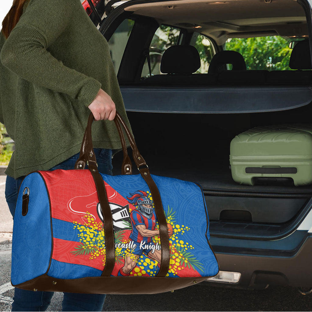 Newcastle Knights Travel Bag Golden Wattle Floral Polynesian - Australian Flower - Rugby Mascot