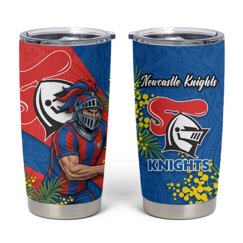 Newcastle Knights Tumbler Cup Golden Wattle Floral Polynesian - Australian Flower - Rugby Mascot