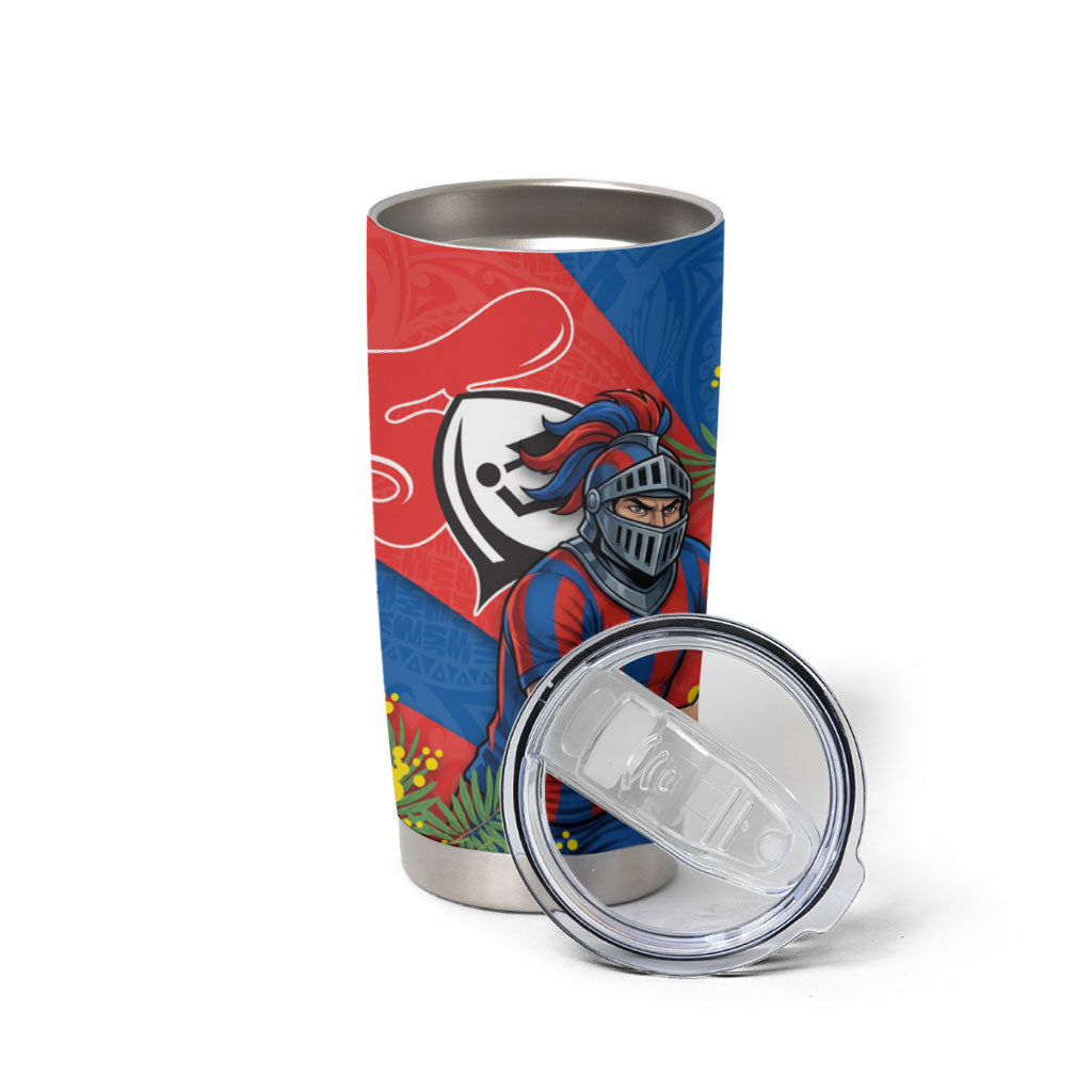 Newcastle Knights Tumbler Cup Golden Wattle Floral Polynesian - Australian Flower - Rugby Mascot