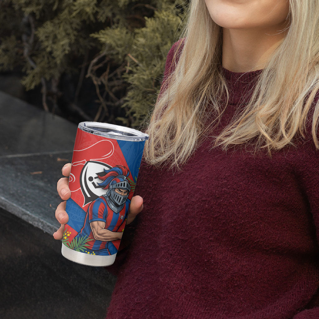 Newcastle Knights Tumbler Cup Golden Wattle Floral Polynesian - Australian Flower - Rugby Mascot