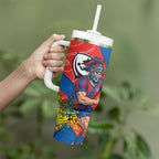 Newcastle Knights Tumbler With Handle Golden Wattle Floral Polynesian - Australian Flower - Rugby Mascot