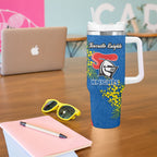Newcastle Knights Tumbler With Handle Golden Wattle Floral Polynesian - Australian Flower - Rugby Mascot