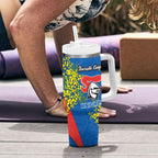 Newcastle Knights Tumbler With Handle Golden Wattle Floral Polynesian - Australian Flower - Rugby Mascot
