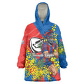 Newcastle Knights Wearable Blanket Hoodie Golden Wattle Floral Polynesian - Australian Flower - Rugby Mascot