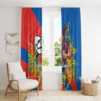 Newcastle Knights Window Curtain Golden Wattle Floral Polynesian - Australian Flower - Rugby Mascot